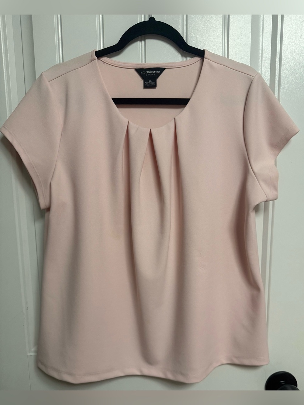 Liz Claiborne Blush Short-Sleeve Pleat Front Blouse